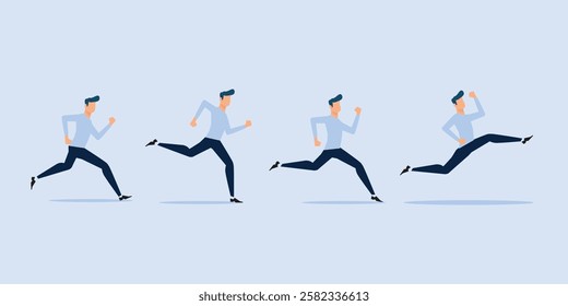 Running man in different positions.