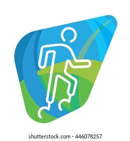 Running man. Disabled athlete. Handicapped athlete icon symbol.