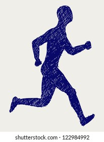 Running man. Doodle style