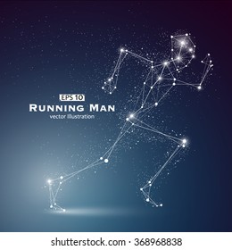 Running Man, dots and lines connected together, a sense of science and technology vector illustration.