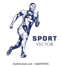 Running man drawing vector illustration. Sport Vector Sketch