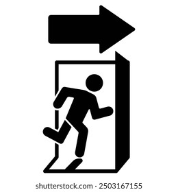 Running man and exit door icon vector
