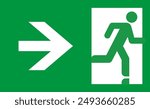 Running man and exit door sign. Emergency exit. Safety symbol. Escape help evacuation icon isolated on white background