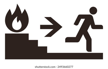 Running man and exit door sign. Emergency exit. Safety symbol. Escape help evacuation icon isolated on white background