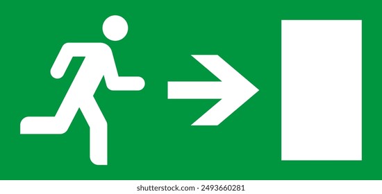 Running man and exit door sign. Emergency exit. Safety symbol. Escape help evacuation icon isolated on white background