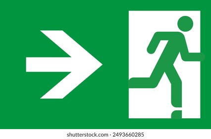 Running man and exit door sign. Emergency exit. Safety symbol. Escape help evacuation icon isolated on white background