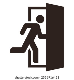 Running man and exit door sign. Exit way icon. Emergency exit. Escape help evacuation icon 