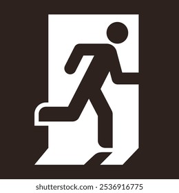 Running man and exit door sign. Exit way icon. Emergency exit. Safety symbol. Escape help evacuation icon 