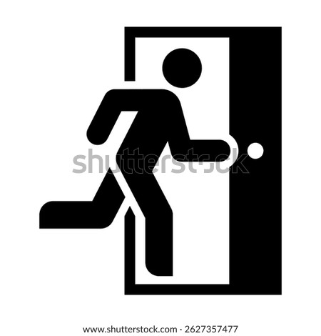 Running man and exit door sign. Exit way icon. Emergency exit. Escape help evacuation icon 