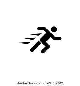 Running Man, Fast Runner Person. Flat Vector Icon illustration. Simple black symbol on white background. 