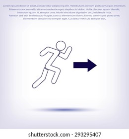  running man figure and direction arrow icon vector