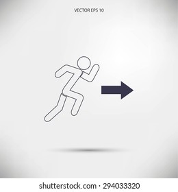  running man figure and direction arrow icon vector