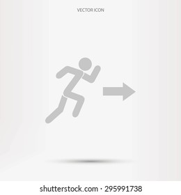 running man figure and direction arrow icon