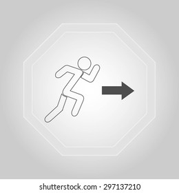  running man figure and direction arrow icon vector