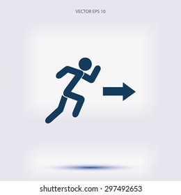  running man figure and direction arrow icon