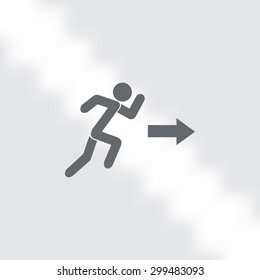  running man figure and direction arrow icon