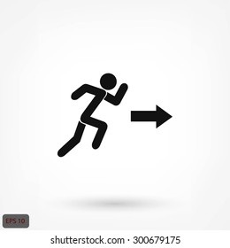  running man figure and direction arrow icon