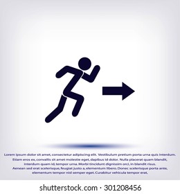  running man figure and direction arrow icon