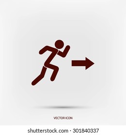  running man figure and direction arrow icon