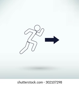  running man figure and direction arrow icon vector