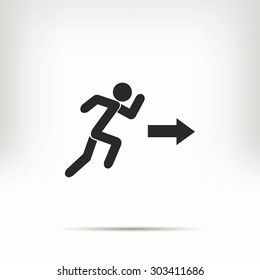  running man figure and direction arrow icon