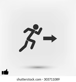  running man figure and direction arrow icon