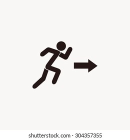  running man figure and direction arrow icon