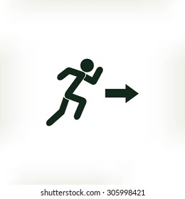  running man figure and direction arrow icon