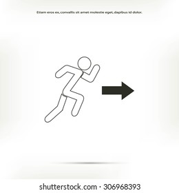  running man figure and direction arrow icon vector