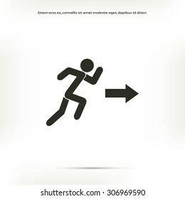  running man figure and direction arrow icon