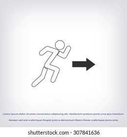  running man figure and direction arrow icon vector