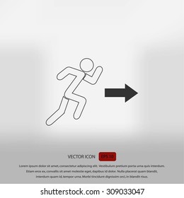  running man figure and direction arrow icon vector