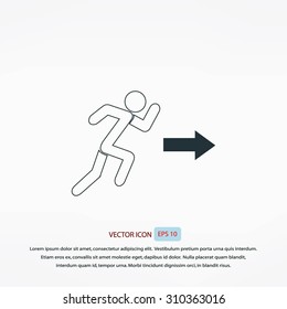  running man figure and direction arrow icon vector