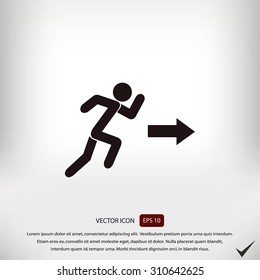  running man figure and direction arrow icon
