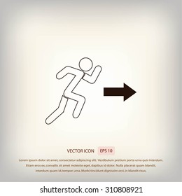  running man figure and direction arrow icon vector