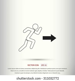 running man figure and direction arrow icon vector