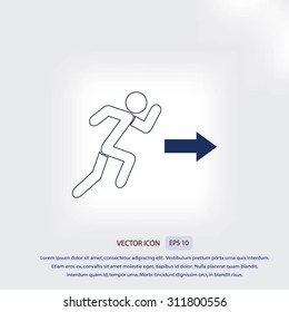  running man figure and direction arrow icon vector