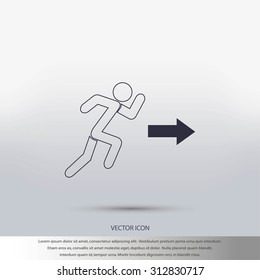  running man figure and direction arrow icon vector