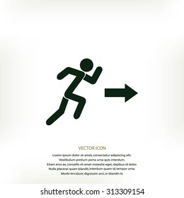  running man figure and direction arrow icon