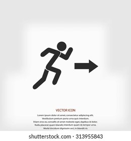  running man figure and direction arrow icon