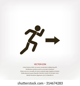  running man figure and direction arrow icon