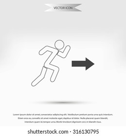  running man figure and direction arrow icon vector