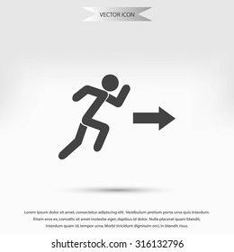  running man figure and direction arrow icon
