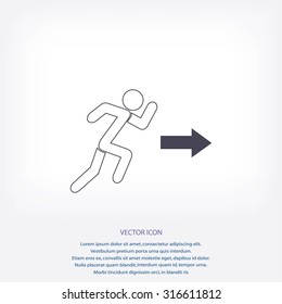  running man figure and direction arrow icon vector