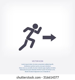  running man figure and direction arrow icon