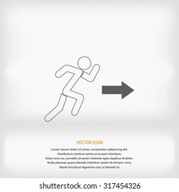 running man figure and direction arrow icon vector