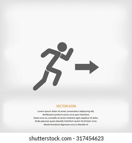  running man figure and direction arrow icon