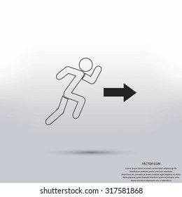  running man figure and direction arrow icon vector