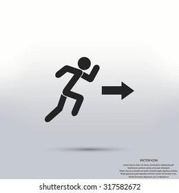  running man figure and direction arrow icon