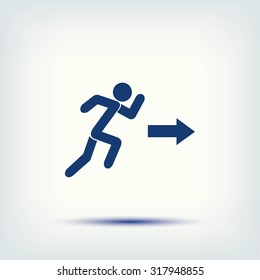  running man figure and direction arrow icon